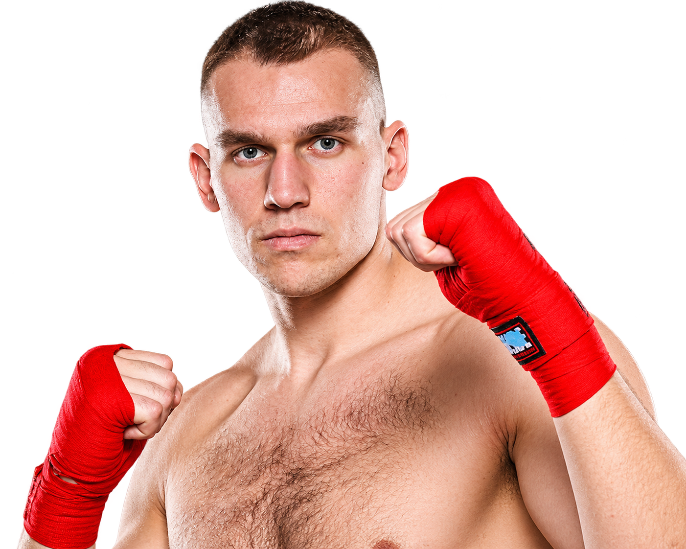 Damian Knyba with red hand wraps